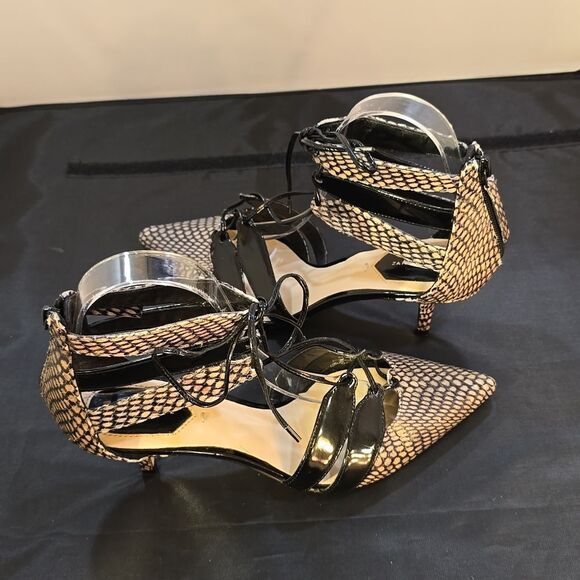 ZARA WOMEN'S KITTEN HEEL LACE-UP MID (2-2.9 in) HEEL HEIGHT WOMEN'S SANDALS - Picture 10 of 16